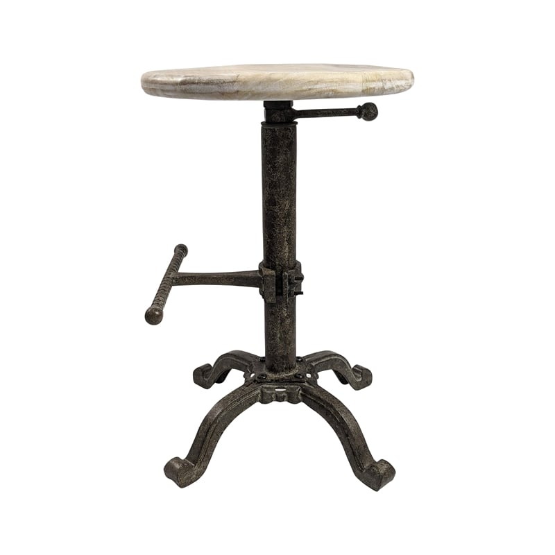 Pemberly Row Adjustable Stool in Natural Driftwood/Aged Iron