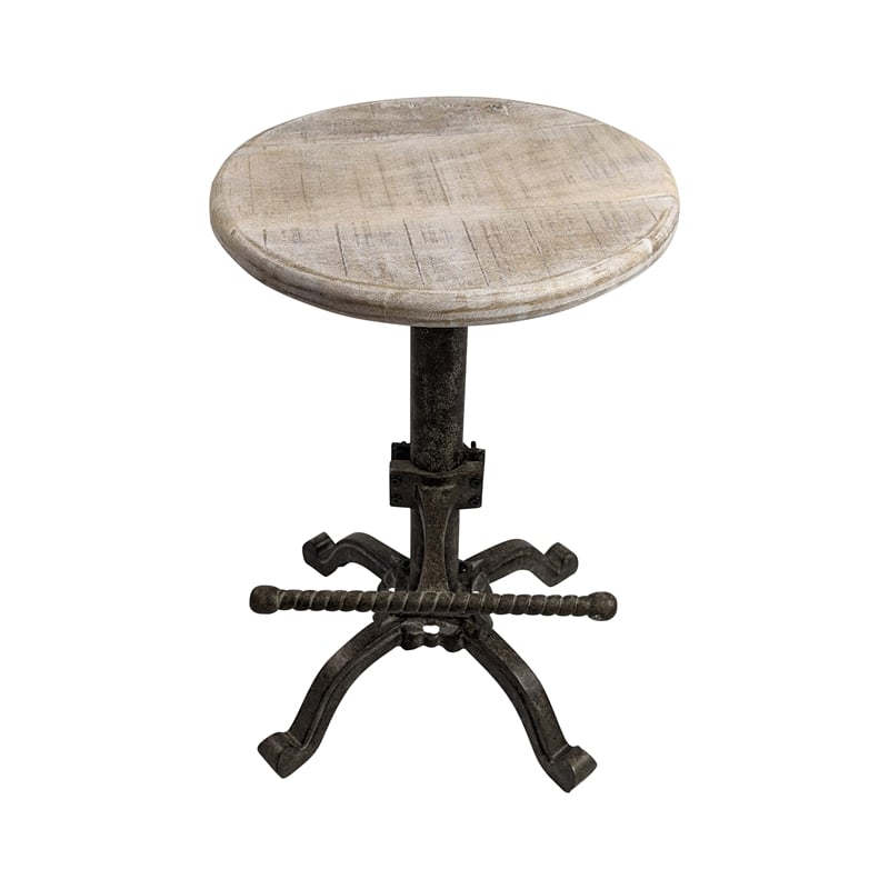 Pemberly Row Adjustable Stool in Natural Driftwood/Aged Iron