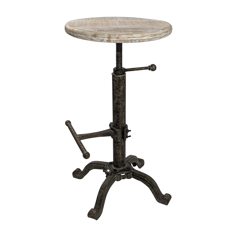 Pemberly Row Adjustable Stool in Natural Driftwood/Aged Iron