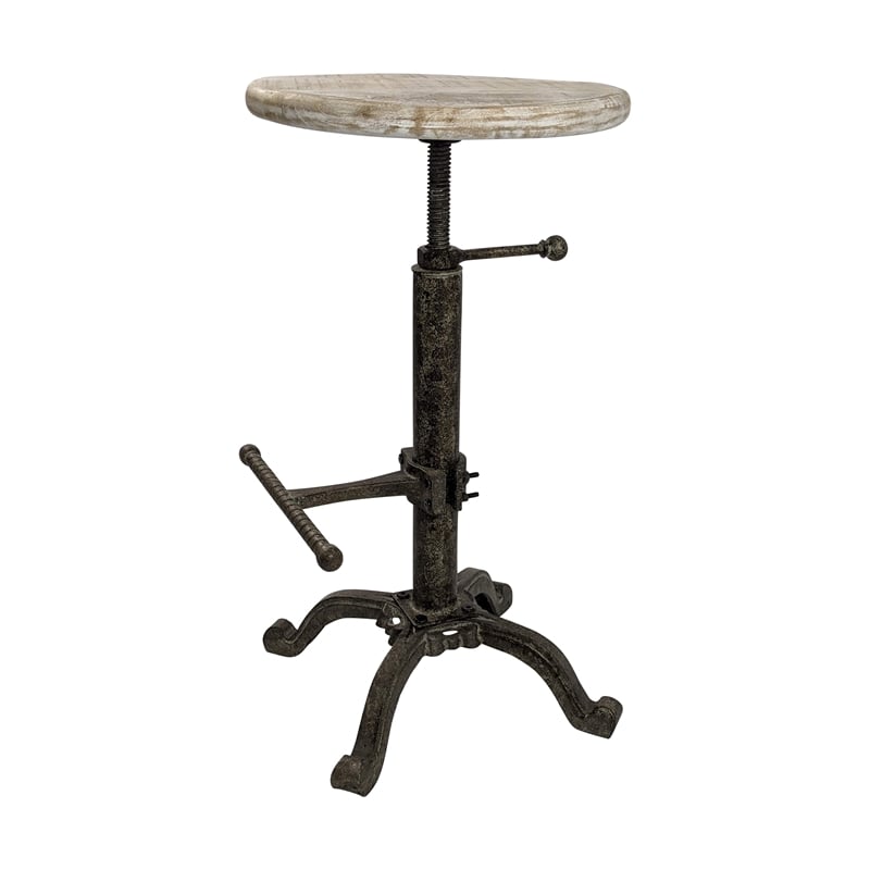 Pemberly Row Adjustable Stool in Natural Driftwood/Aged Iron
