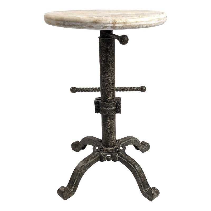 Pemberly Row Adjustable Stool in Natural Driftwood/Aged Iron