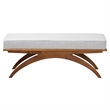 Pemberly Row Light Gray Boucle Fabric and Walnut Brown Wood Bench