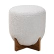 Pemberly Row Gray Boucle Fabric and Walnut Brown Wood Ottoman Footstool