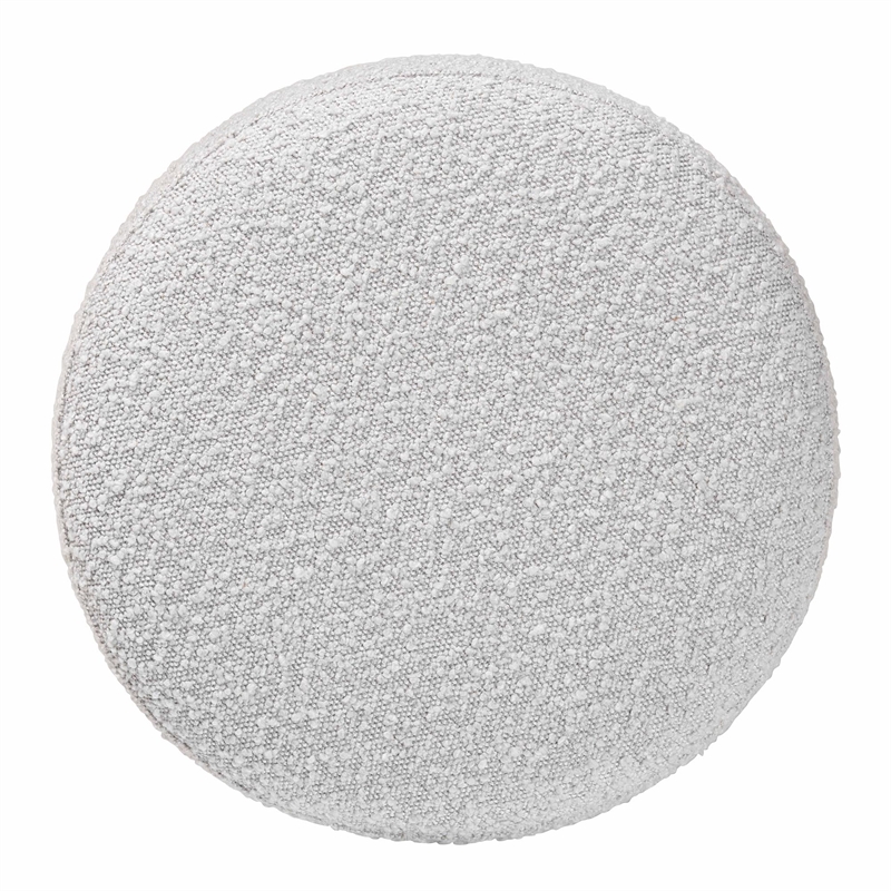 Pemberly Row Gray Boucle Fabric and Walnut Brown Wood Ottoman Footstool