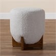 Pemberly Row Gray Boucle Fabric and Walnut Brown Wood Ottoman Footstool