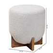 Pemberly Row Gray Boucle Fabric and Walnut Brown Wood Ottoman Footstool