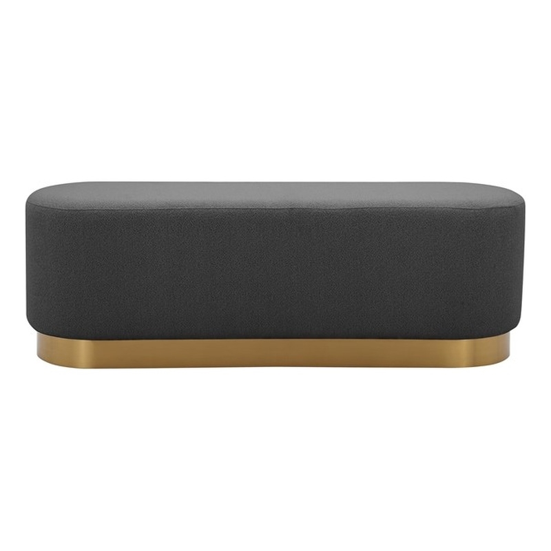 Pemberly Row Modern / Contemporary Bench in Gold and Black Boucle