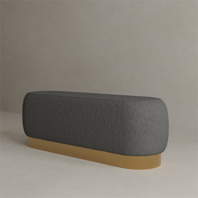 Pemberly Row Modern / Contemporary Bench in Gold and Black Boucle