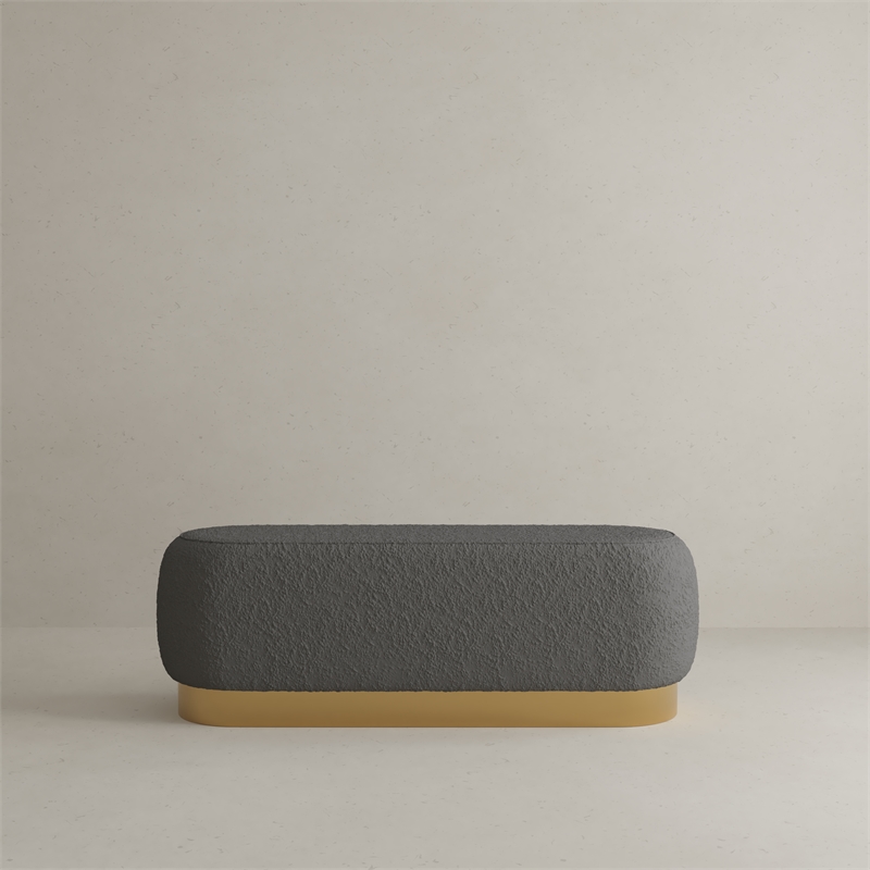 Pemberly Row Modern / Contemporary Bench in Gold and Black Boucle