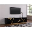 Pemberly Row Black High Gloss Wood with Gold Accent Modern TV Stand