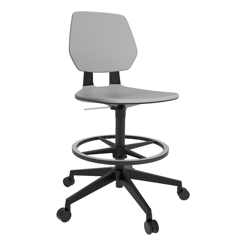 Pemberly Row Modern Extended Height Office Chair Foot Rest Gray