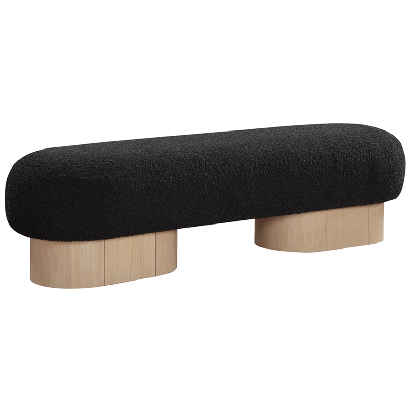 Pemberly Row Modern / Contemporary Black Boucle Fabric Bench