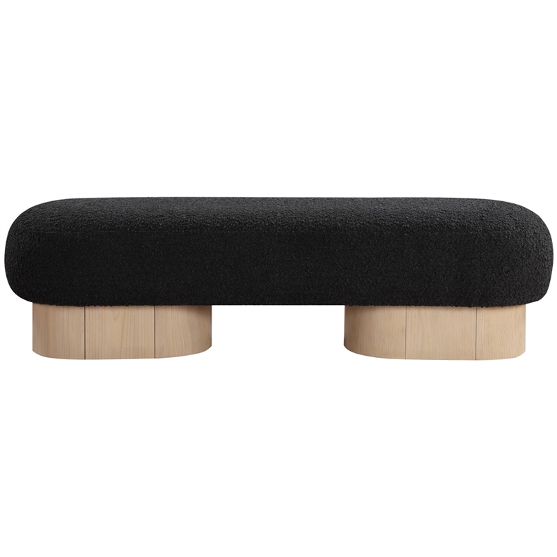 Pemberly Row Modern / Contemporary Black Boucle Fabric Bench