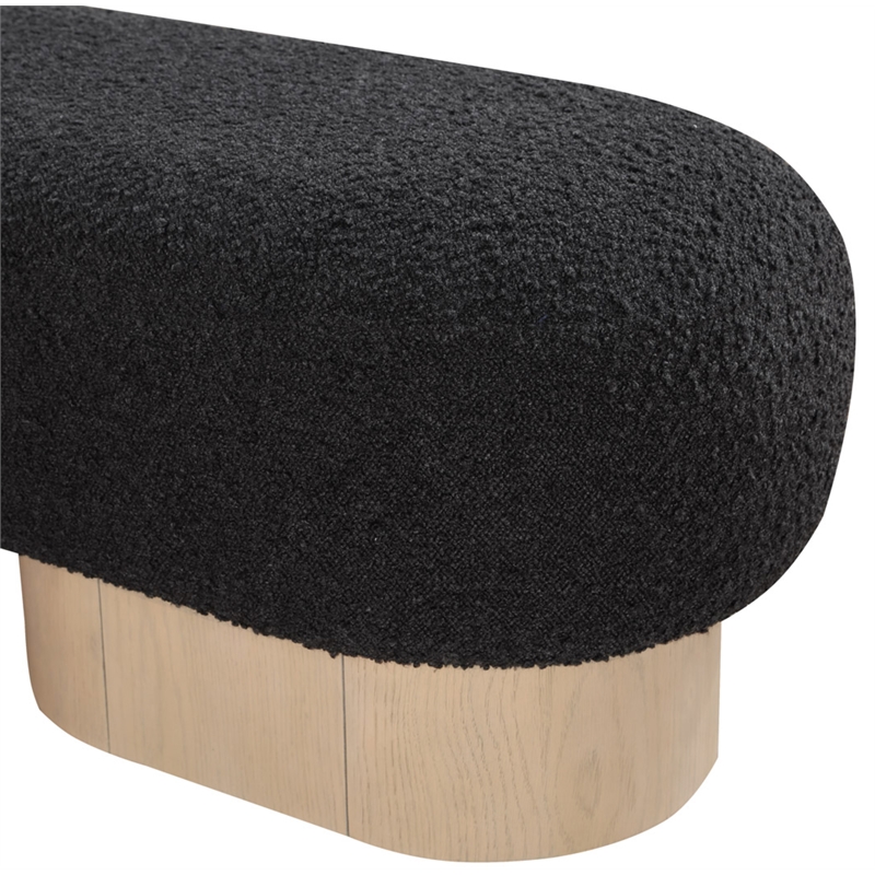 Pemberly Row Modern / Contemporary Black Boucle Fabric Bench