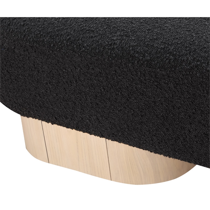Pemberly Row Modern / Contemporary Black Boucle Fabric Bench
