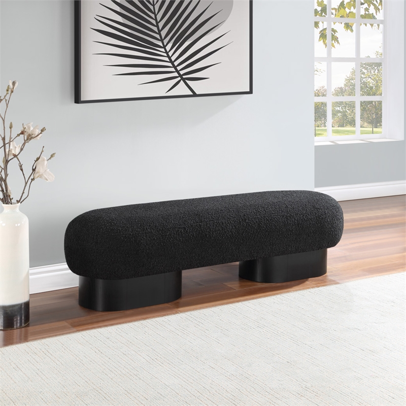 Pemberly Row Modern / Contemporary Black Boucle Fabric Bench