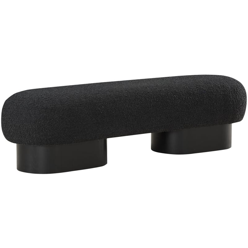 Pemberly Row Modern / Contemporary Black Boucle Fabric Bench