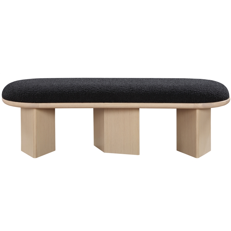 Pemberly Row Modern / Contemporary Black Boucle Fabric Bench