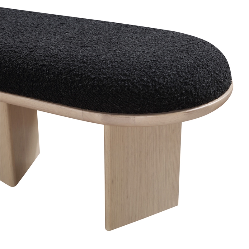 Pemberly Row Modern / Contemporary Black Boucle Fabric Bench