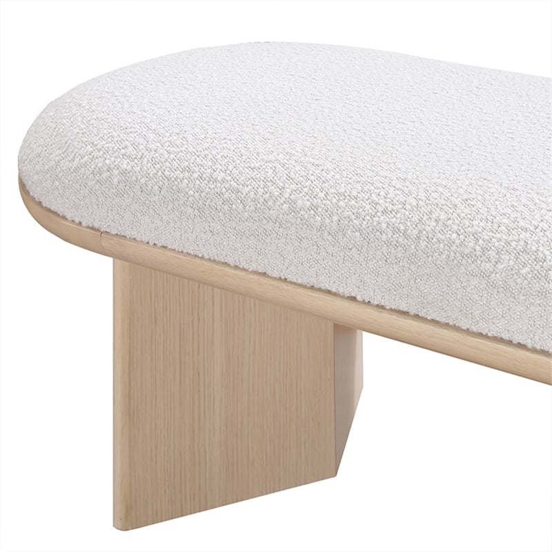 Pemberly Row Modern / Contemporary Cream Boucle Fabric Bench