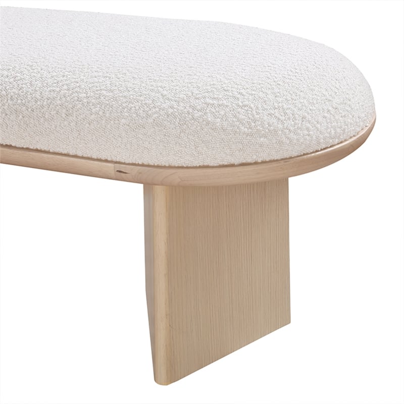 Pemberly Row Modern / Contemporary Cream Boucle Fabric Bench