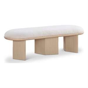 Pemberly Row Modern / Contemporary Cream Boucle Fabric Bench