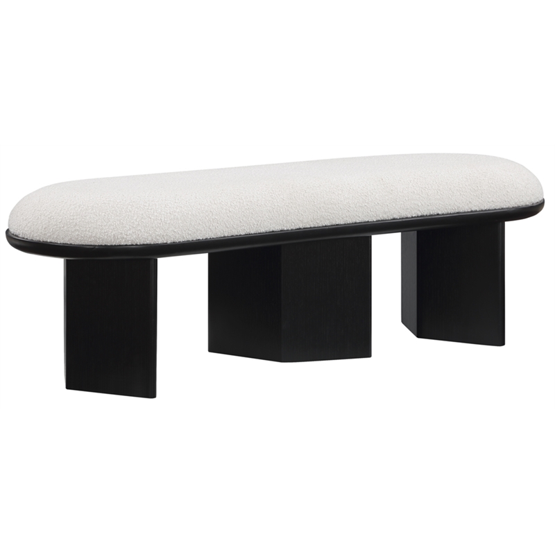 Pemberley Row Boucle Fabric Cream Bench Rectangular 57.5