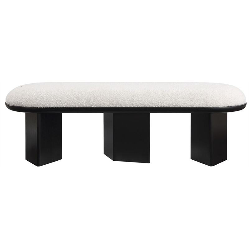 Pemberley Row Boucle Fabric Cream Bench Rectangular 57.5