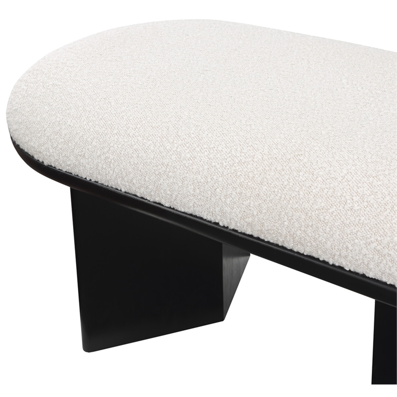 Pemberley Row Boucle Fabric Cream Bench Rectangular 57.5