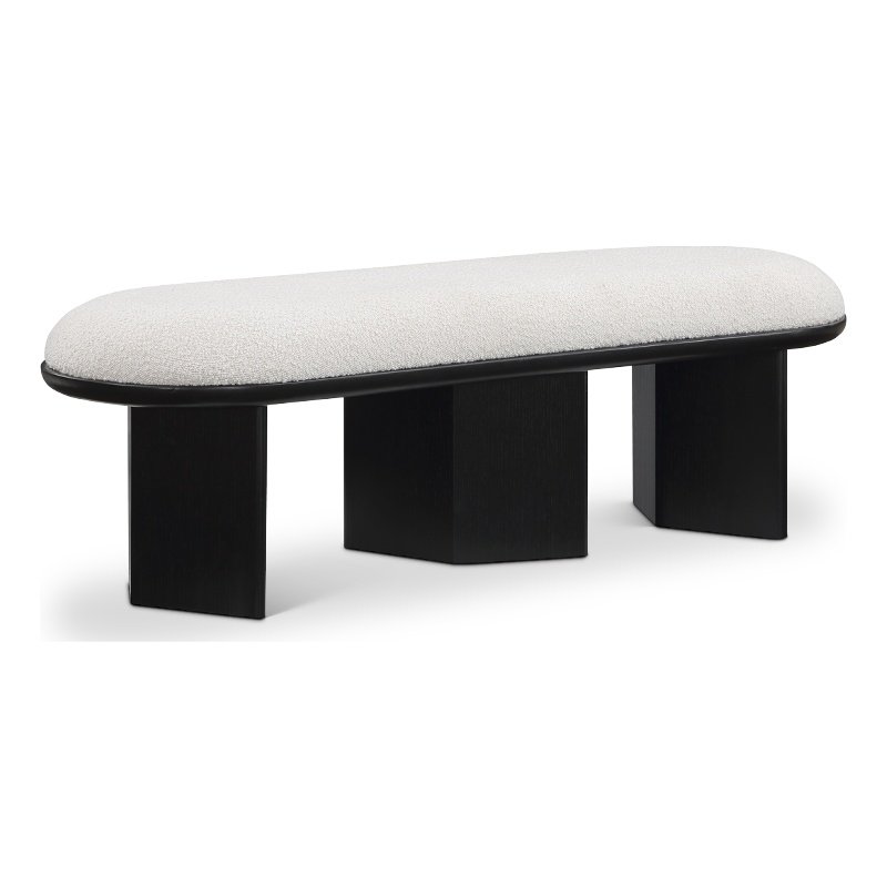Pemberley Row Boucle Fabric Cream Bench Rectangular 57.5
