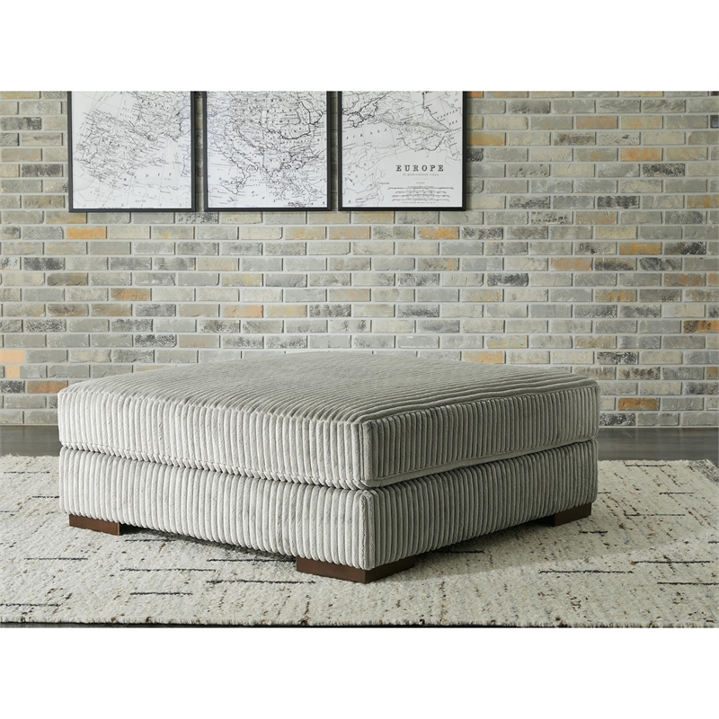 Pemberly Row Contemporary Oversized Fabric Accent Ottoman in Gray