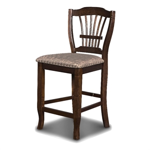 Pemberly Row 25.5&quot Wood & Fabric Counter Chair in Espresso (Set of 2)