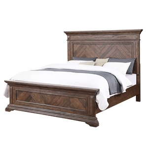 Pemberly Row 4-PC Wood Cal King Bedroom Set with Nightstand in Walnut