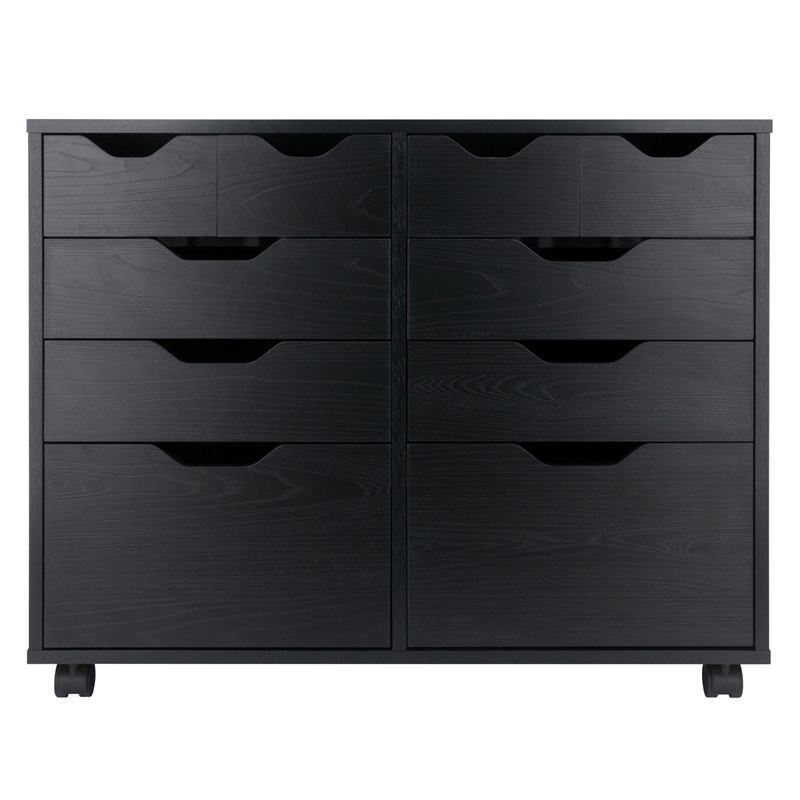 Pemberly Row 4-Drawer Engineered Wood Mobile Storage Cabinet in Black
