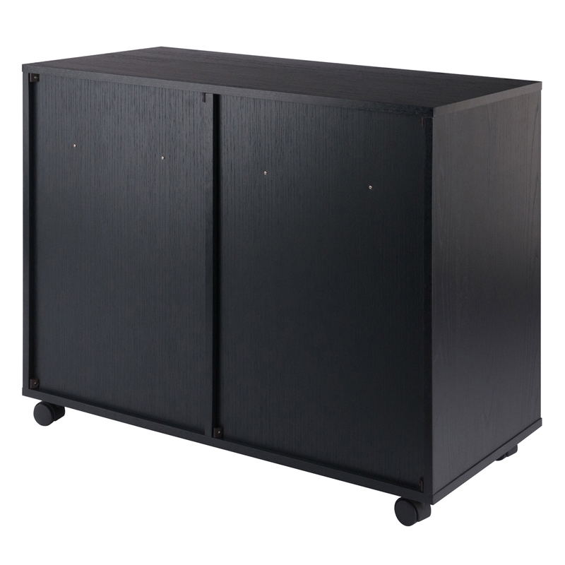 Pemberly Row 4-Drawer Engineered Wood Mobile Storage Cabinet in Black