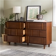 Pemberly Row Modern Detailed 6-Drawer Solid Wood Dresser 60 Inch Walnut