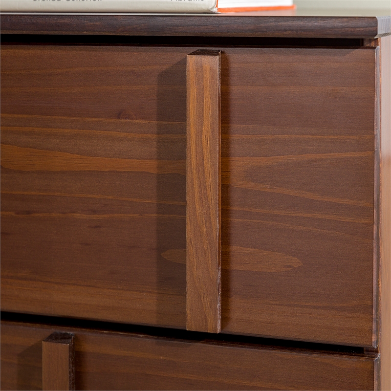 Pemberly Row Modern Detailed 6-Drawer Solid Wood Dresser 60 Inch Walnut