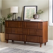 Pemberly Row Modern Detailed 6-Drawer Solid Wood Dresser 60 Inch Walnut