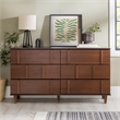 Pemberly Row Modern Detailed 6-Drawer Solid Wood Dresser 60 Inch Walnut