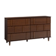 Pemberly Row Modern Detailed 6-Drawer Solid Wood Dresser 60 Inch Walnut