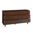 Pemberly Row Modern Detailed 6-Drawer Solid Wood Dresser 60 Inch Walnut