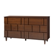 Pemberly Row Modern Detailed 6-Drawer Solid Wood Dresser 60 Inch Walnut