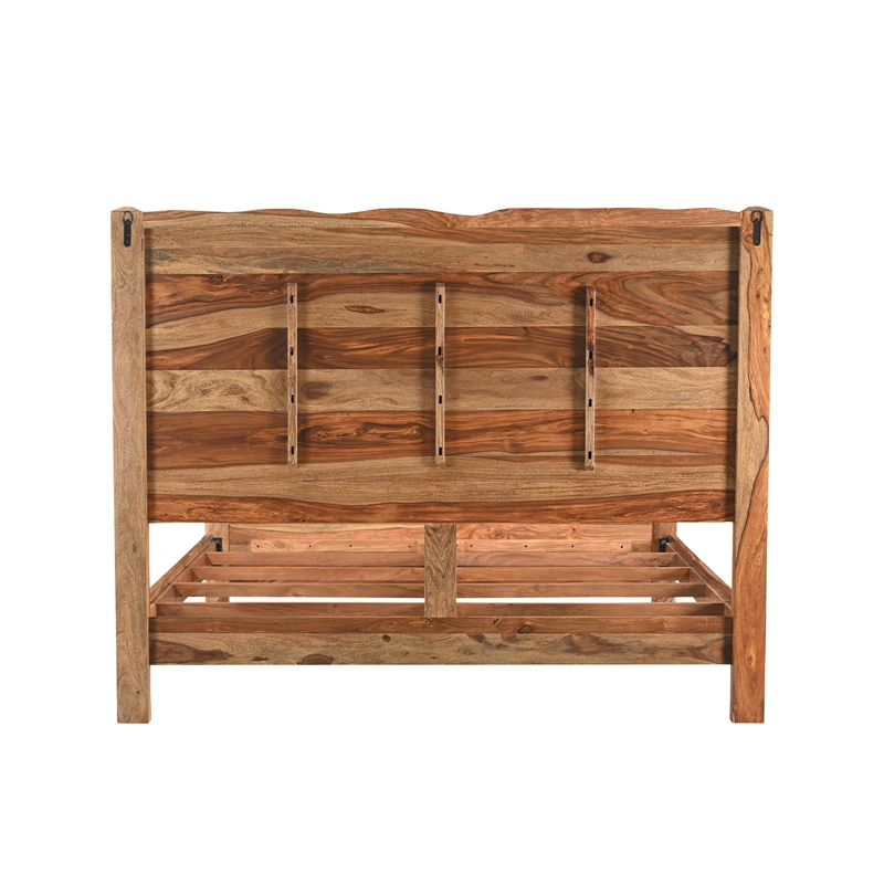 Pemberly Row Modern Live Edge Solid Wood King Panel Bed in Brown