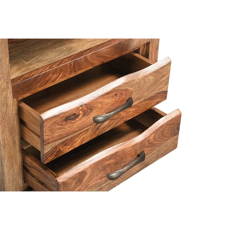 Pemberly Row 2-drawer Live Edge Solid Wood Nightstand in Brown