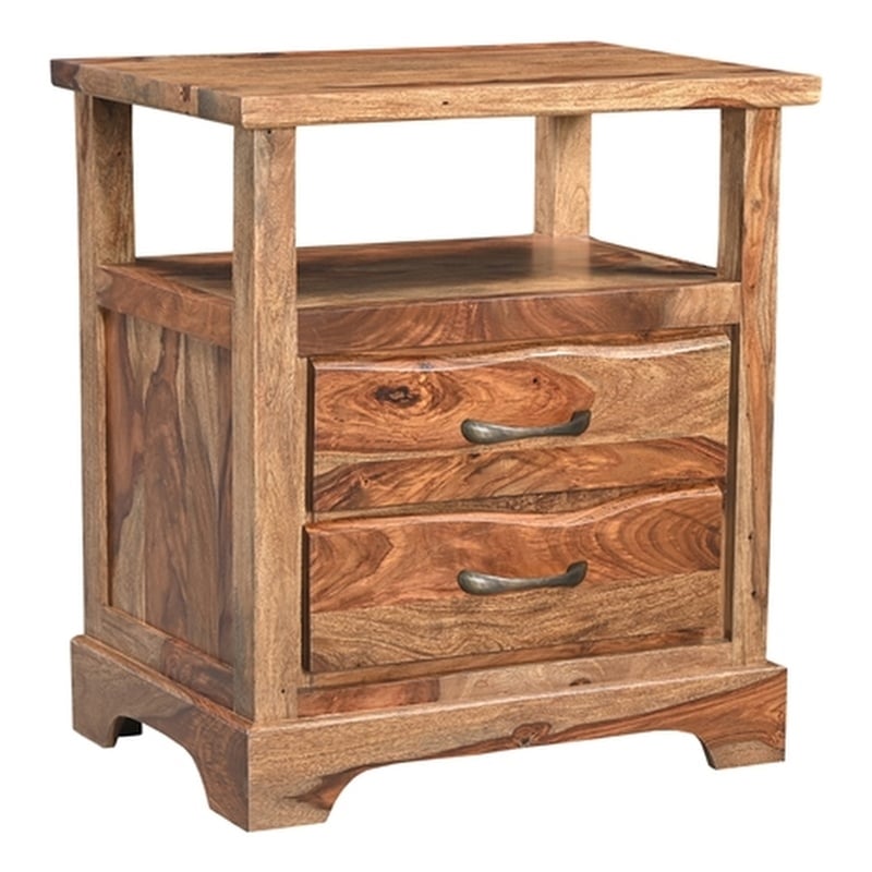 Pemberly Row 2-drawer Live Edge Solid Wood Nightstand in Brown