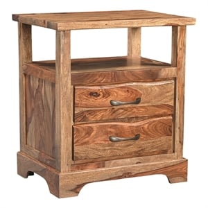Pemberly Row 2-drawer Live Edge Solid Wood Nightstand in Brown