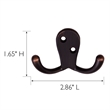 Pemberly Row Stainless Steel Double Hook in Oil Rubbed Bronze 5 Pack