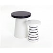 Pemberly Row Modern Concrete End Table - Small - White / Stripes