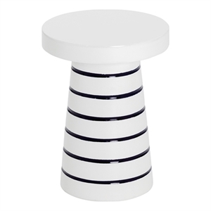 Pemberly Row Modern Concrete End Table - Small - White / Stripes