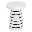 Pemberly Row Modern Concrete End Table - Small - White / Stripes